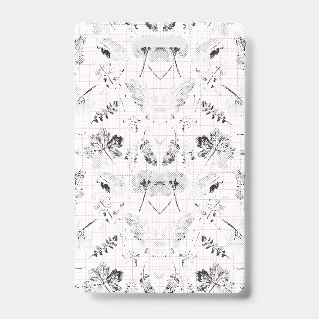 Crachá Um clássico papel de parede floral preto e branco  (Frente)