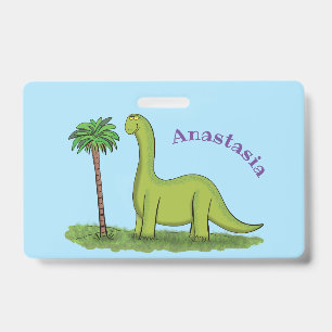Crachá Um desenho animado de brontosaurus dinossauros, ve