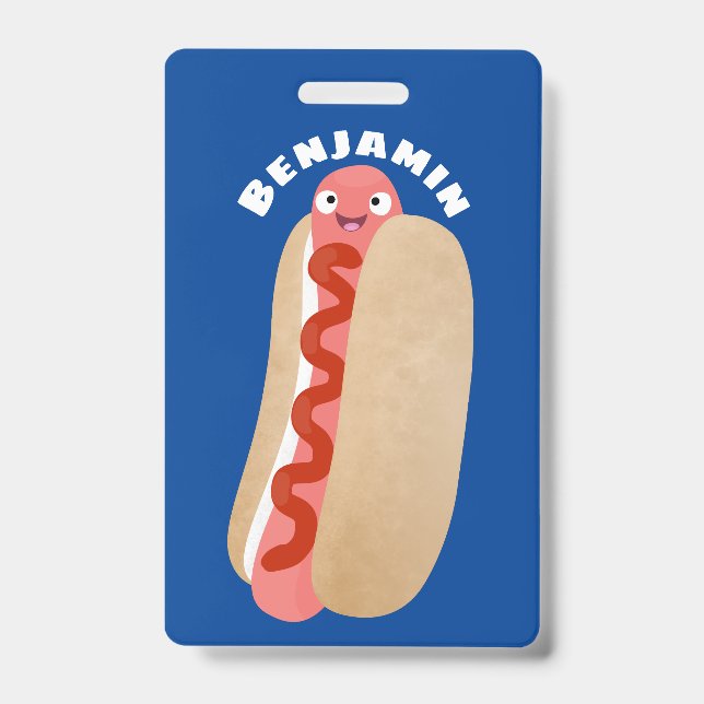 Crachá Um desenho animado e engraçado de Weiner (Frente)