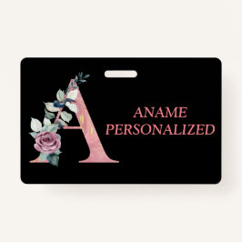 Crachá Um Monograma Floral Letra Agata Rosa