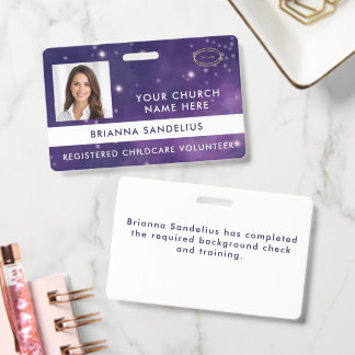 Crachá Unique Cool Nebula Space Volunteer Photo ID