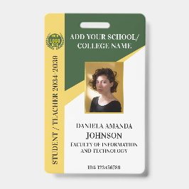 Crachá Universidade Faculdade Escola Verde Aluno Professo