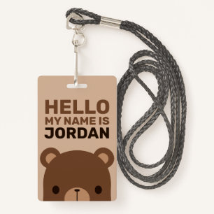 Crachá Urso Castanho Bonito com Nome Personalizado