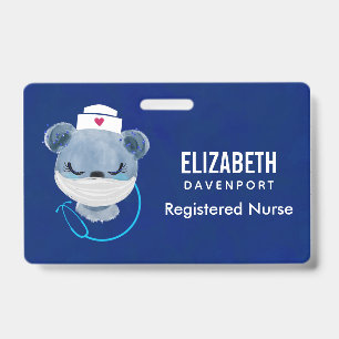 Crachá Urso Fofo Enfermeiro Usando Máscara Médica