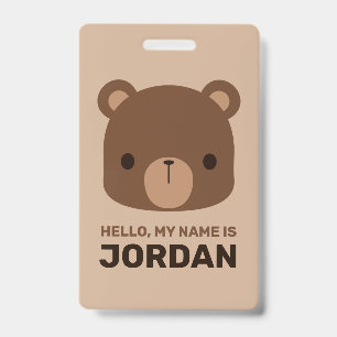 Crachá Urso Marrom Pequenino com Nome Personalizado