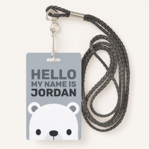 Crachá Urso Polar Bonito com Nome Personalizado