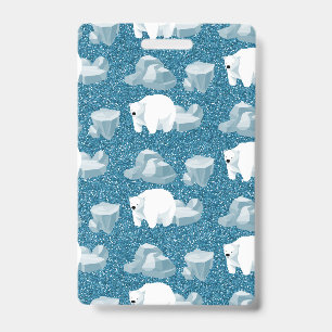 Crachá Urso Polar Branco Fofo Animal Selvagem Norte Azul