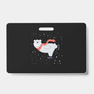 Crachá Urso Polar Patinando no Natal