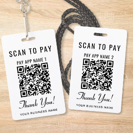 Crachá Varredura para Pagar Código QR de Pagamento Duplo 