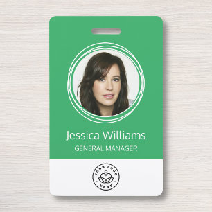 Crachá Verde de ID de funcionário corporativo personaliz