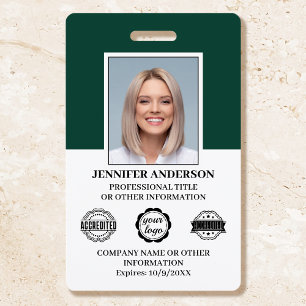 Crachá Verde de Segurança de ID de Funcionário Profission