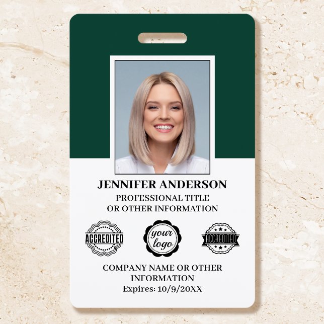 Crachá Verde de Segurança de ID de Funcionário Profission (Criador carregado)