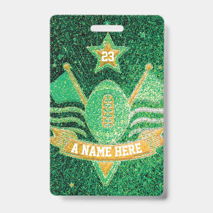Crachá Verde e Dourado Brilho Time de Futebol Escolar Esp