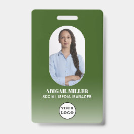Crachá Verde Gradiente de Foto de Funcionário Pers
