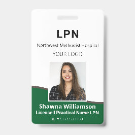 Crachá Verde profissional e ID de Cinza