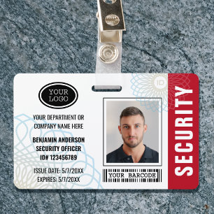 Crachá Vermelho de Fotografia com ID do oficial de segura