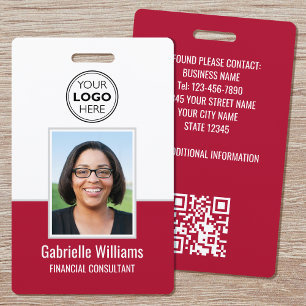 Crachá Vermelho de Segurança QR para Empresas de F