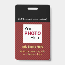 Crachá Vermelho e Preto - Listra Diagonal Personalizada p
