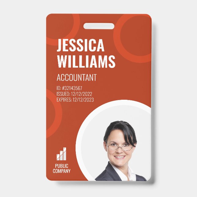 Crachá Vermelho Moderno do Cartão ID do Funcionári (Front)