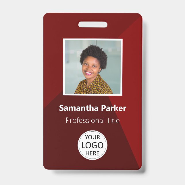 Crachá Vermelho Personalizado para Funcionário - F (Frente)