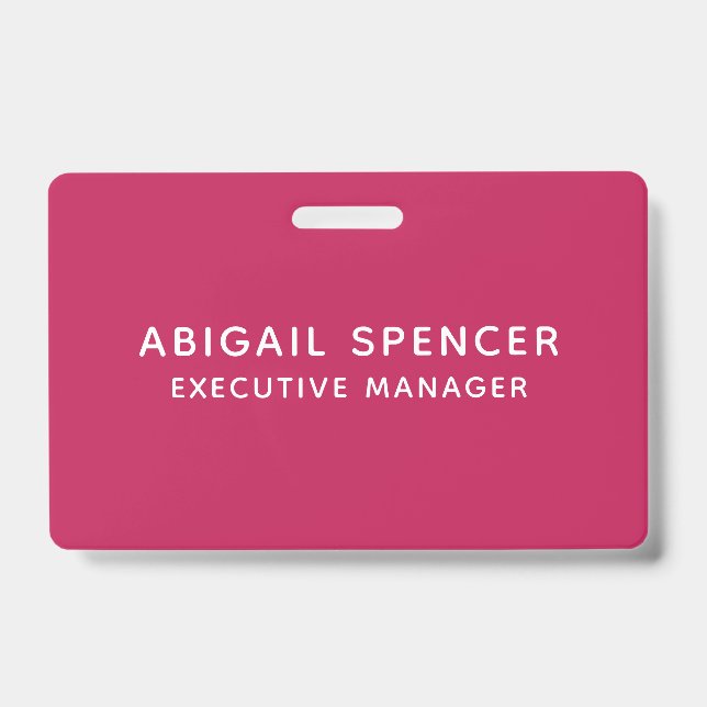 Crachá Vermelho Rosa Clássico Simples Moderno (Frente)