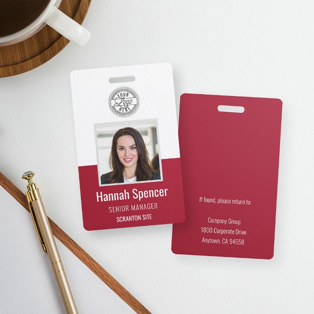 Crachá Vermelho | Segurança da Empresa para ID de Foto do (Criador carregado)