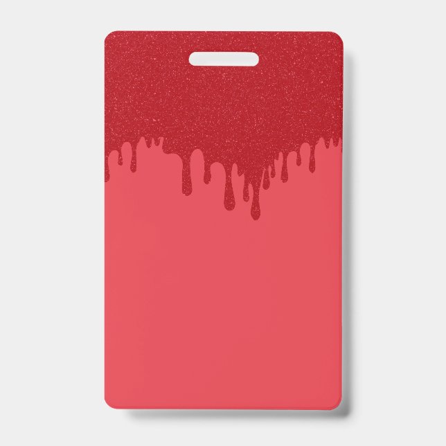 Crachá Vertical Personalizado – Design Red Drip (Frente)