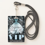 Crachá Vestido de Cinza Azul Doce Doce 16 VIP Pass<br><div class="desc">Personalizar para qualquer evento.</div>