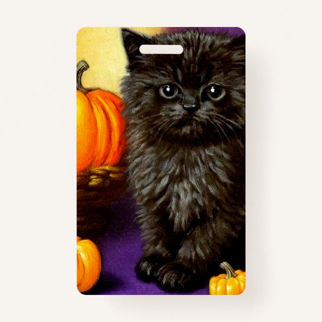 Crachá Vintage Halloween Kitten (Frente)