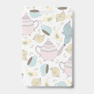 Crachá Vintage Yellow Bird Teapol Pastel Blue Cup Tea