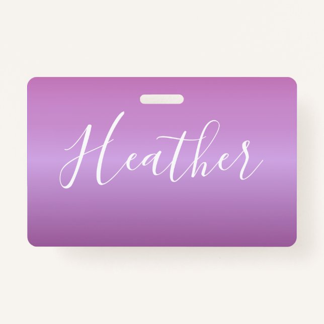 Crachá Violeta Roxa e Script Branco Personalizado (Frente)