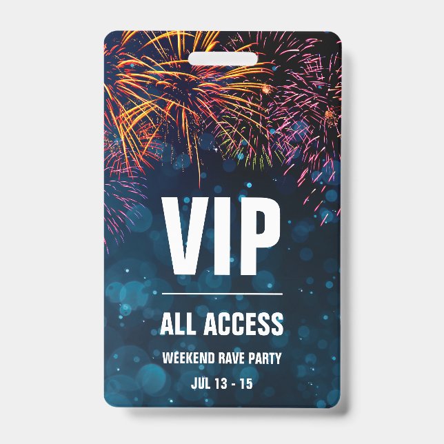 Crachá VIP All Access Event Pass | Fogos de artifício Fin (Frente)