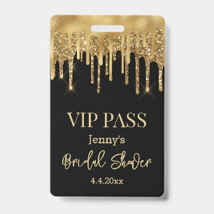 crachá vip,chuva de noiva preto dourado brilhante