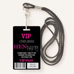 Crachá VIP de Acesso ao Festival de Hen Personalizado