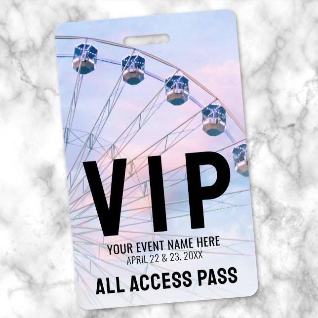 Crachá VIP de Evento de Acesso (All Access Event VIP Badge)