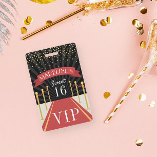 Crachá VIP de tapete vermelho personalizado doce dezessei