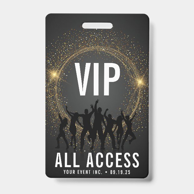 Crachá VIP de Todos os Acessos Black & Gold (Frente)