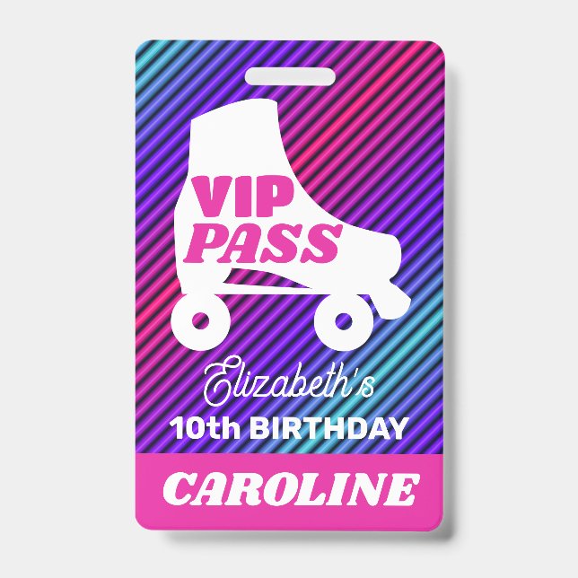 Crachá VIP Party Pass Girl Roller Sking Lanyard (Frente)