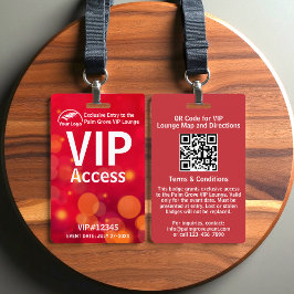 Crachá VIP Pass | Código e logotipo Red Bokeh QR p