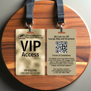 Crachá VIP Pass   Código QR de folha ouro personal