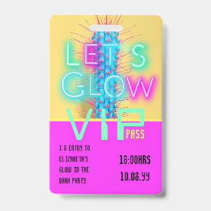 Crachá VIP Pass Glow Na IDEA DE CONVITE ÚNICO DE PARTE Es
