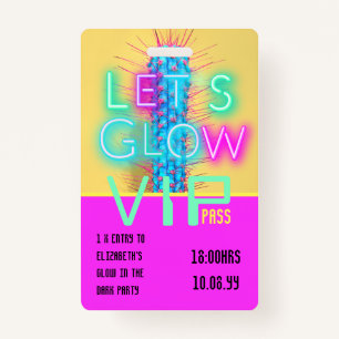 Crachá VIP Pass Glow Na IDEA DE CONVITE ÚNICO DE PARTE Es