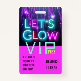 Crachá VIP Pass Glow Na IDEA DE CONVITE ÚNICO DE PARTE Es