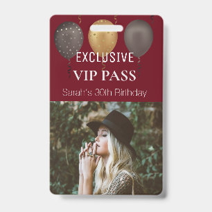 Crachá VIP Personalizado de Fotografia de Festa de aniver