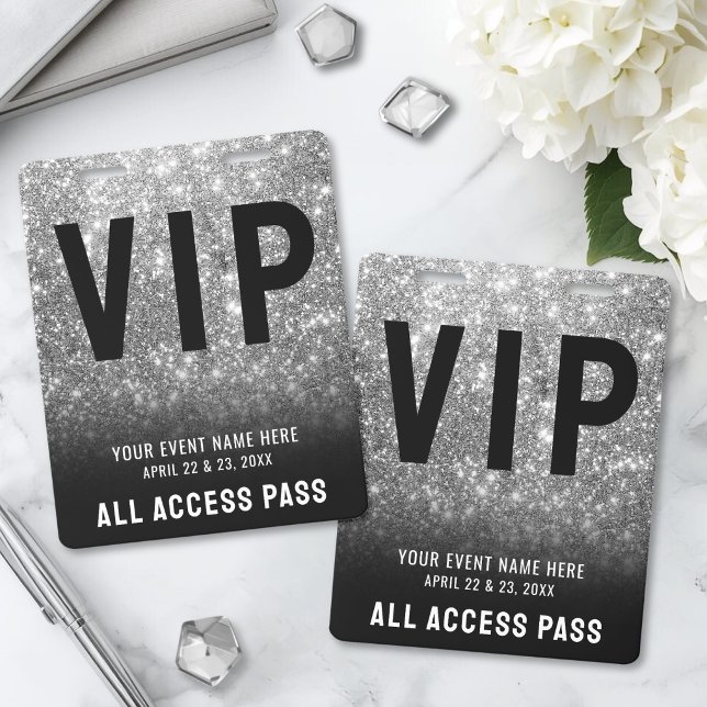 Crachá VIP Preto Branco Acesso Total (All Access Black White VIP Badge)