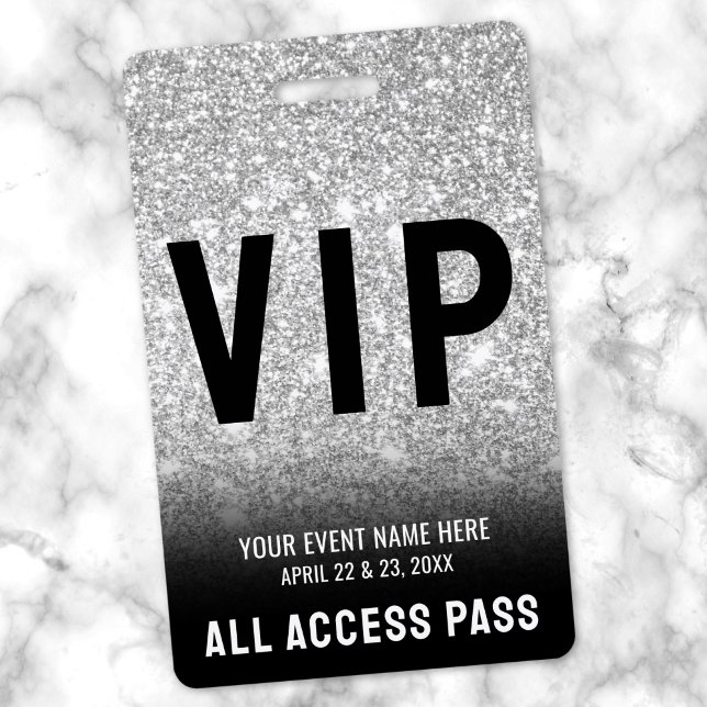 Crachá VIP Preto e Branco Acesso Total (All Access Black White VIP Badge )