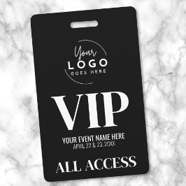 Crachá VIP Seu Logotipo Preto Branco Evento Acesso Total