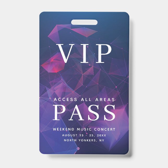 Crachá VIP Todos os Eventos de Acesso Passam Geométrica d (Frente)