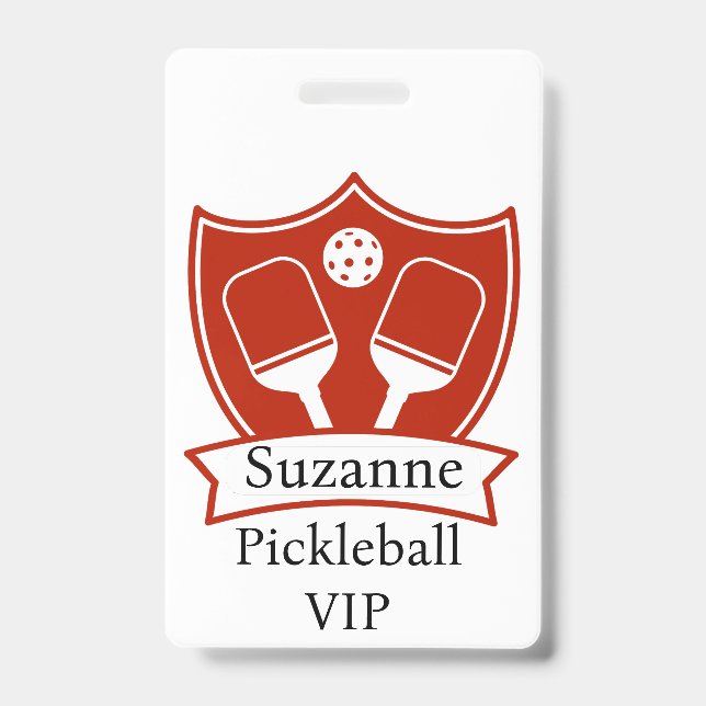 Crachá VIP Vermelho de Pickleball Personalizado (Front)