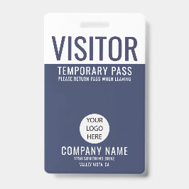 Crachá Visitor de Logotipo da Empresa Azul Visitante ID d